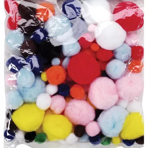 Pom Poms 100 bag Assorted Sizes Multi