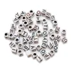 Alphabet Beads - Vertical Hole - Cube - White with Black Letters - 6mm